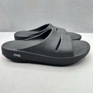 OOFOS OOahh Womens‎ Size 8 Sandals Black Recovery Lightweight Comfort Slides